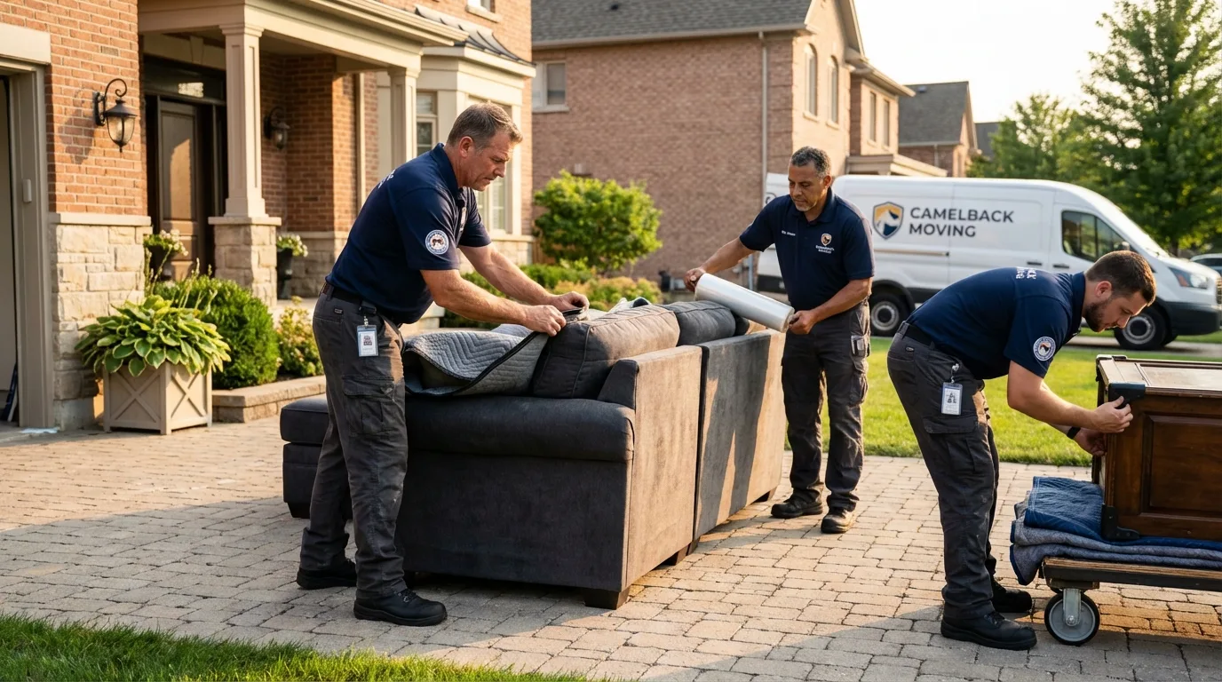 Large estate moving crew wrapping furniture in Minier, IL